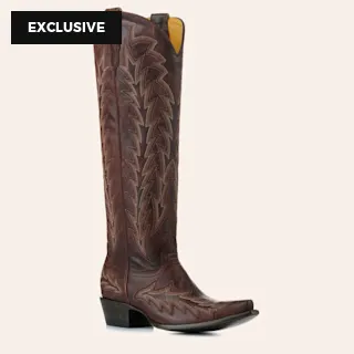 JRC & Sons Women’s Nancy Dark Brass Snip Toe Tall Cowboy Boots